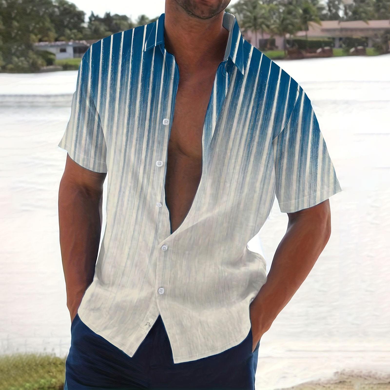 

Мужская летняя новая свободная рубашка с коротким рукавом с принтом, кардиган, пляжная рубашка XXL синий