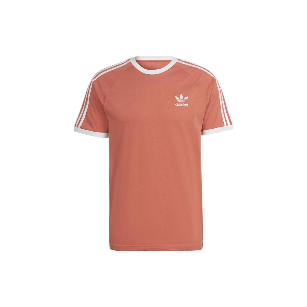 Adidas Originals Trefoil 3-Stripes Tee Logo Striped Crew Neck Short Sleeve T-Shirt Men Tops Brown HK7276