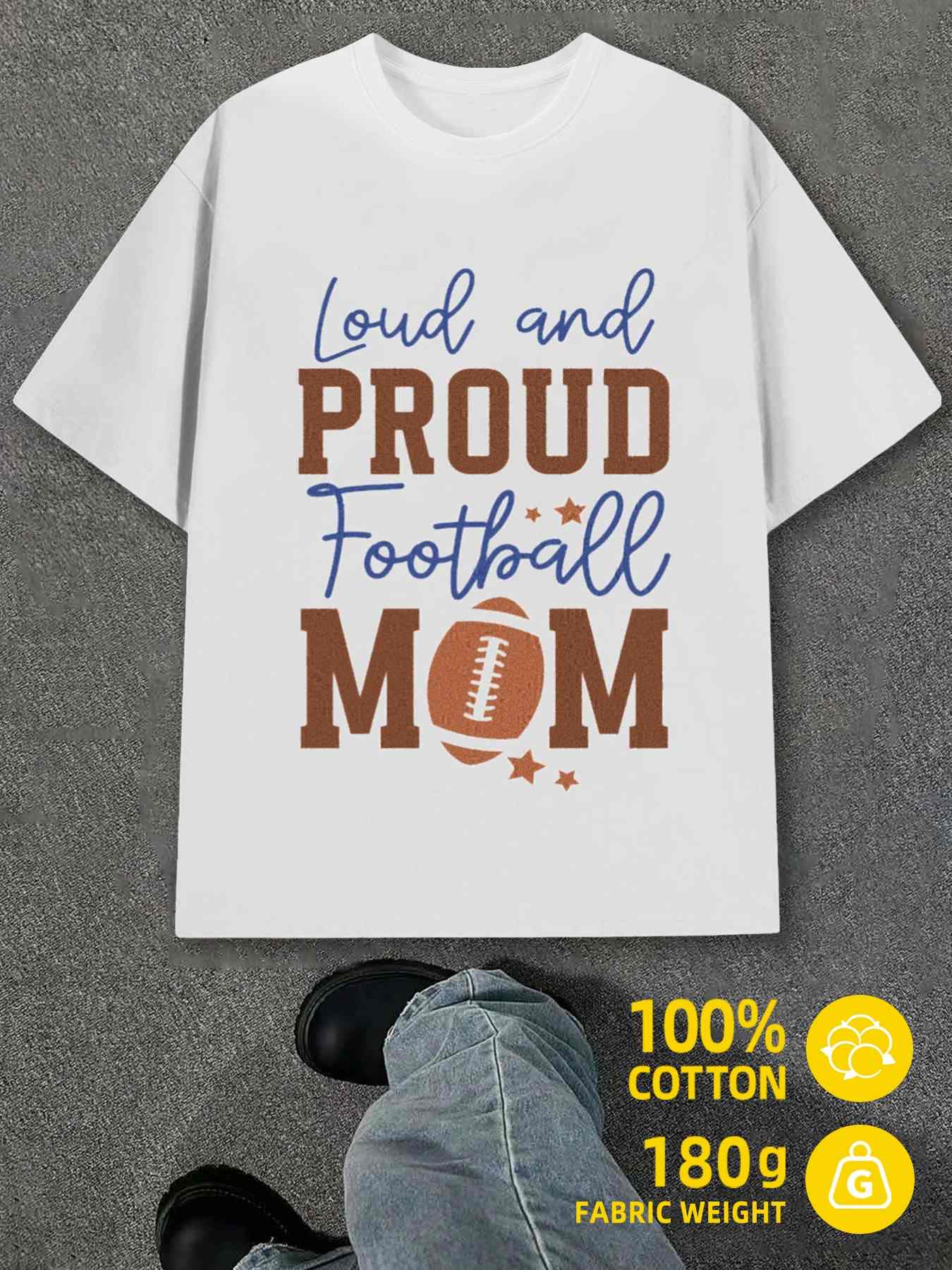 T-Shirt Y2K Proud Football Mom Shirts White S