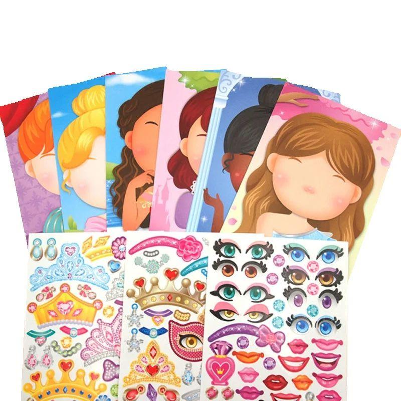 Children Kids Make Your Own Face Stickers Toys Cute Cartoon Dinosaur Puzzle Diy Sticker Games For Early Education Gift Toy