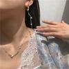 Colorful Crystal Bead & Pearl Tulip Necklace with Tassel Earrings Set