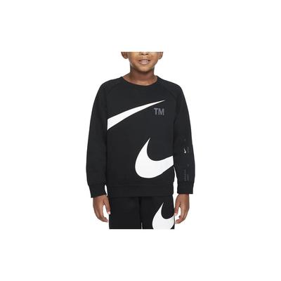 Color Block Round Neck Casual Long Sleeve Fleece Sweatshirt Kids Tops Black DR5585-010