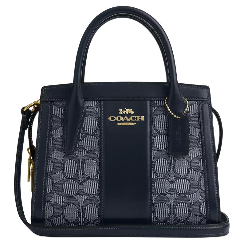 

Coach Andrea 22 Monogram Design Zipper Closure Jacquard And Calfskin Shoulder Crossbody Tote Bag Small Women Handbags Midnight-Navy CT766-IMX1X Basic Set (Bag+Dust Bag)