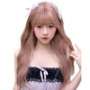 Sofeiyan Long Curly Blonde Wavy Wig for Lolita Korean Small Heat Natural Includes Net Crossdressing, Cosplay, Style, Face, Resistant, Hair, (Pink