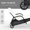 2 Seater Rattan Sun Lounger Set With Side Table Black