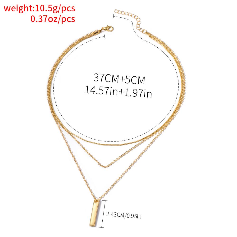 Women Multi Layer Metal Bar Clavicle Chain Adjustable Chain Necklace Choker Chain for Daily Jewelry Gifts