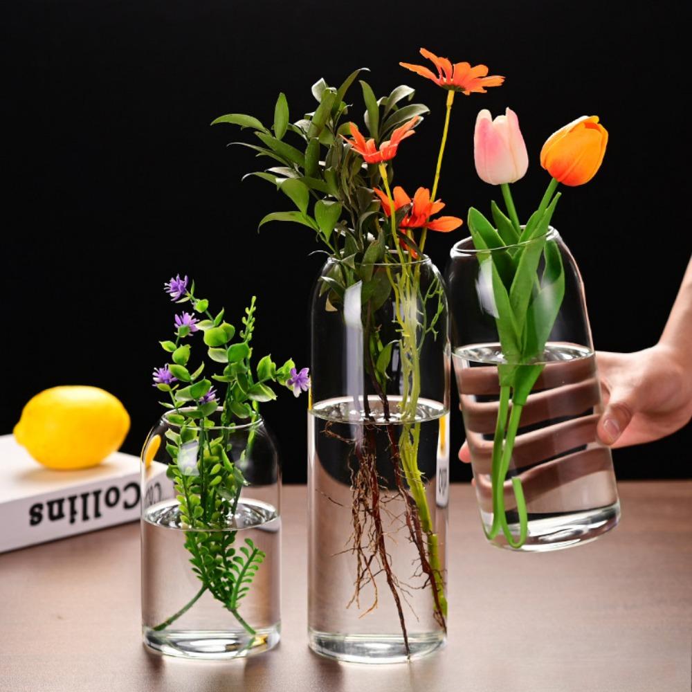 Simple Modern Glass Flower Vase Home Decoration Hydroponic Plant Bottle Desktop Decoration for Wedding Reception Family