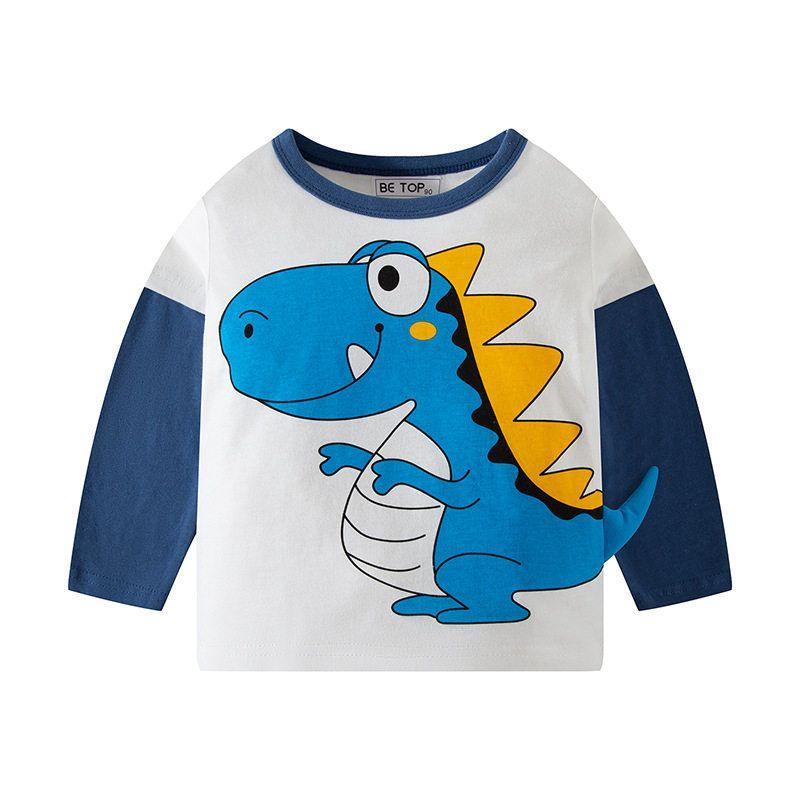 Spring and Autumn Three-Dimensional Dinosaur Long Sleeve Fake Two-Piece Bottoming Shirts