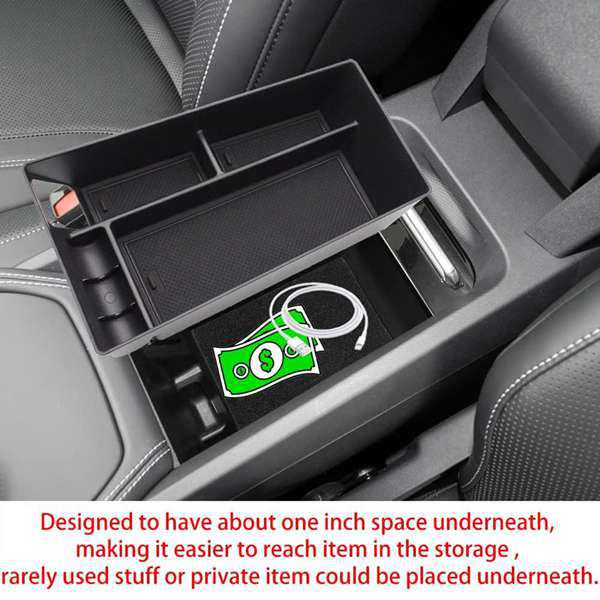Black ABS Armrest Storage Box for Ford Mustang Interior None