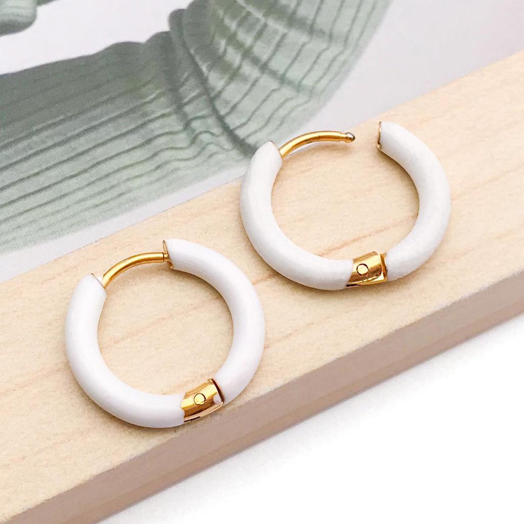 Stainless Steel Enamel Drip Earrings: U-Shaped Geometric C-Studs, Titanium Steel DIY Accessories