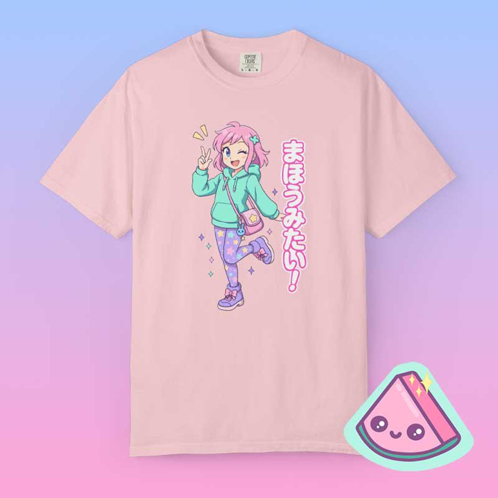 Kawaii Fairy Kei Tee, Pastel Anime Girl Shirt, Harajuku Magical Girl Top 4XL