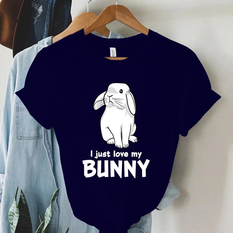 I Just Love My Bunny Print Unisexs Clothing Summer 2023 Funny Animal Tshirts Kawaii Short Sleeve T Shirt Unisex Streetwear Tops