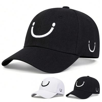 Unisex lächelndes Gesicht Stickerei Snapback Baseballkappen Frühling Herbst Outdoor Verstellbare Freizeitkappen Sonnenschutzmütze Sportkappe