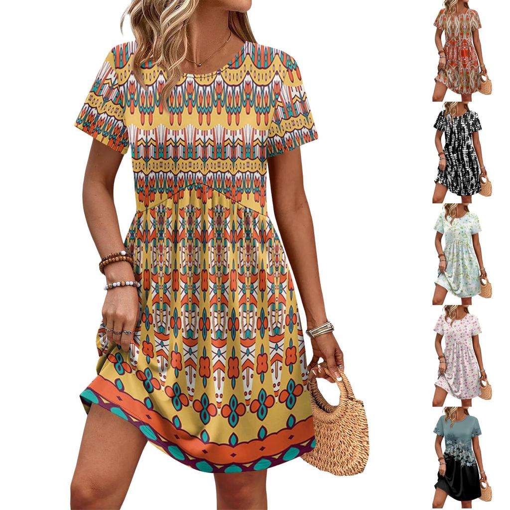 Dresses For Women Short Sleeve O Neck Casual Dresses Waist Maternity Dress With Pockets
