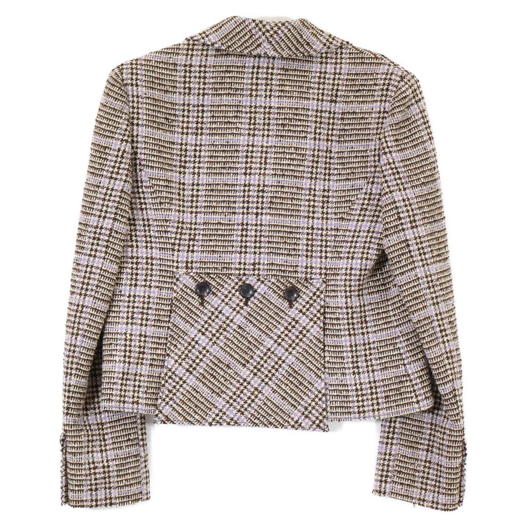 VALENTINO [Domestic regular] Check tweed short Jacket 12 beige/purple/brownUsed