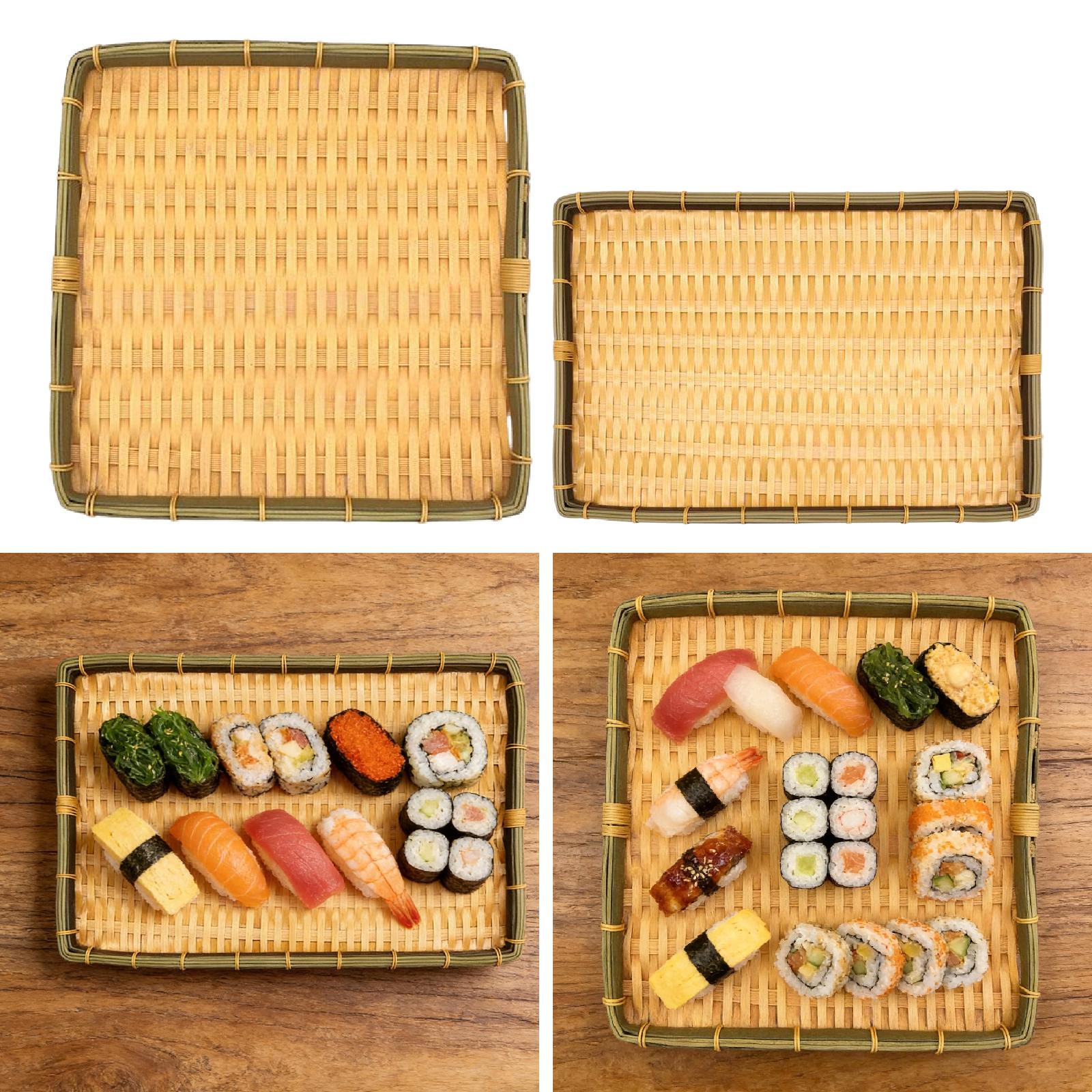 

Hand Woven Fruit Basket PP Large Decorative Tray Cake Sushi Serving Basket for Home Party Storage and Gifts 30cmx23cmx3cm