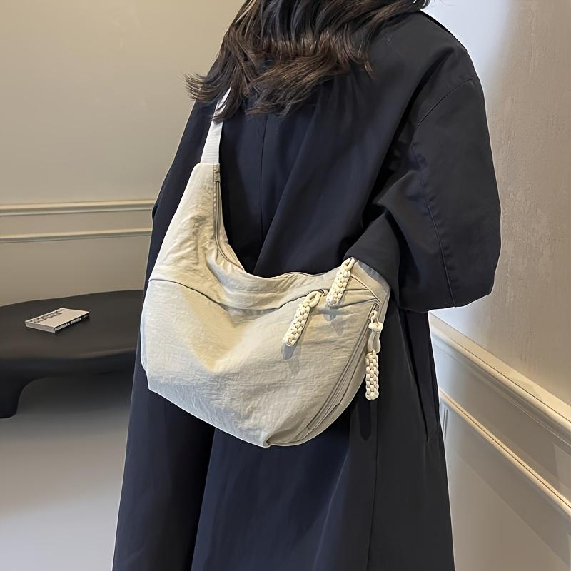 Women Elegant Lightweight Large Capacity Tassel Adjustable Strap Zipper Crossbody Bag