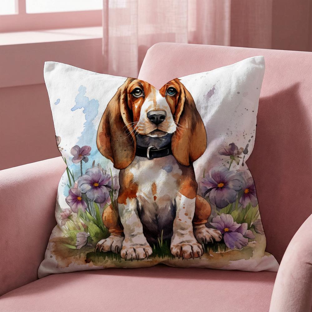 Cute Beagle Pet Dog Cushion Cover Multi-Scene Pillow Cover for Home & Car - Reversible, Soft & Durable for Daily Use