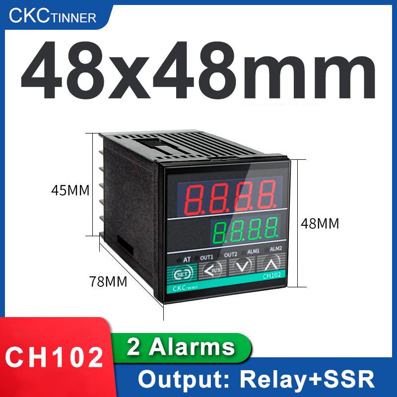 Dual Output SSR and Relay CH102 CH402 CH702 CH902 2 ALarms LCD Digital PID Intelligent Temperature Controller 100-240VAC CH102 MV AB