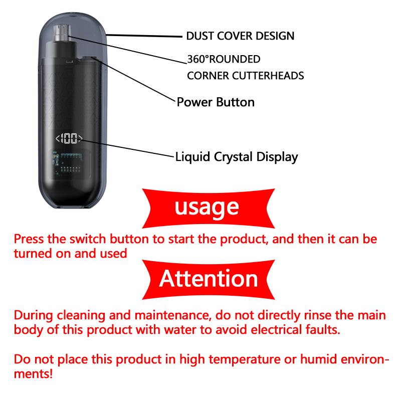 2026 New Portable Electric Nose Hair Trimmer USB Charging Nose Ears Eyebrow Trimmer for Men Rechargeable Painless Set