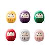 Pack of 6pcs Mini Japanese Daruma, Ceramic Fengshui Figurines, Lucky Charm, Zen Ornament, Home Tabletop Decoration