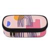 School Pencil Case Zip Around Closure Large Capacity 300D Polyester with Main Compartment Mesh Pocket and Pen Slots for Students