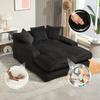 Modern Corduroy Sleeper Sofa Cloud Couch with 3 Soft Cushions, Comfortable Single-Seat Floor Sofa for Living Room Apartment Office (Black)