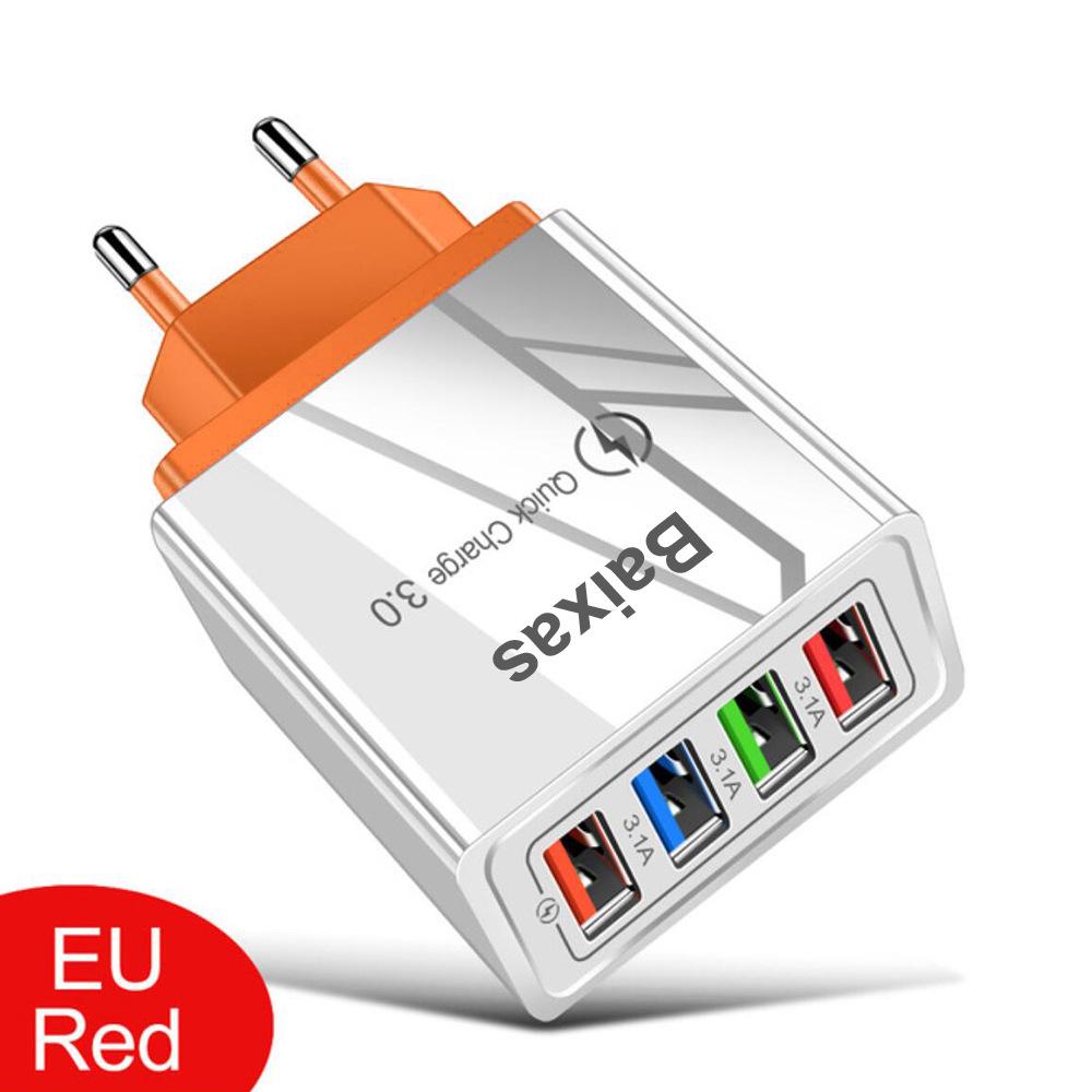4-Port USB Mobile Charger (US/EU Standard), 3A Tablet Travel Charging Head