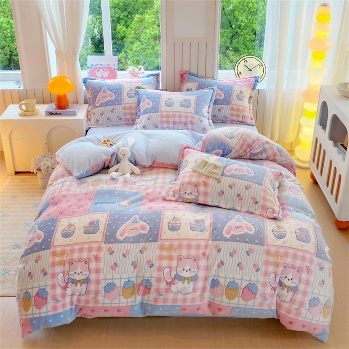 Rosa Dickes Fleece Blume Bettbezug Für Mädchen Winter Warm Flanell Bettdecke Bezug 1 Stück 150 cm Größe Mädchen Bettwäsche Funda Nordica Cama