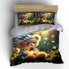 Cozy Teddy Bear In Glowing Forest Printed Duvet Cover Set1 Duvet Cover+2 Pillowcasemulti Size Bedroom Bedding Decor