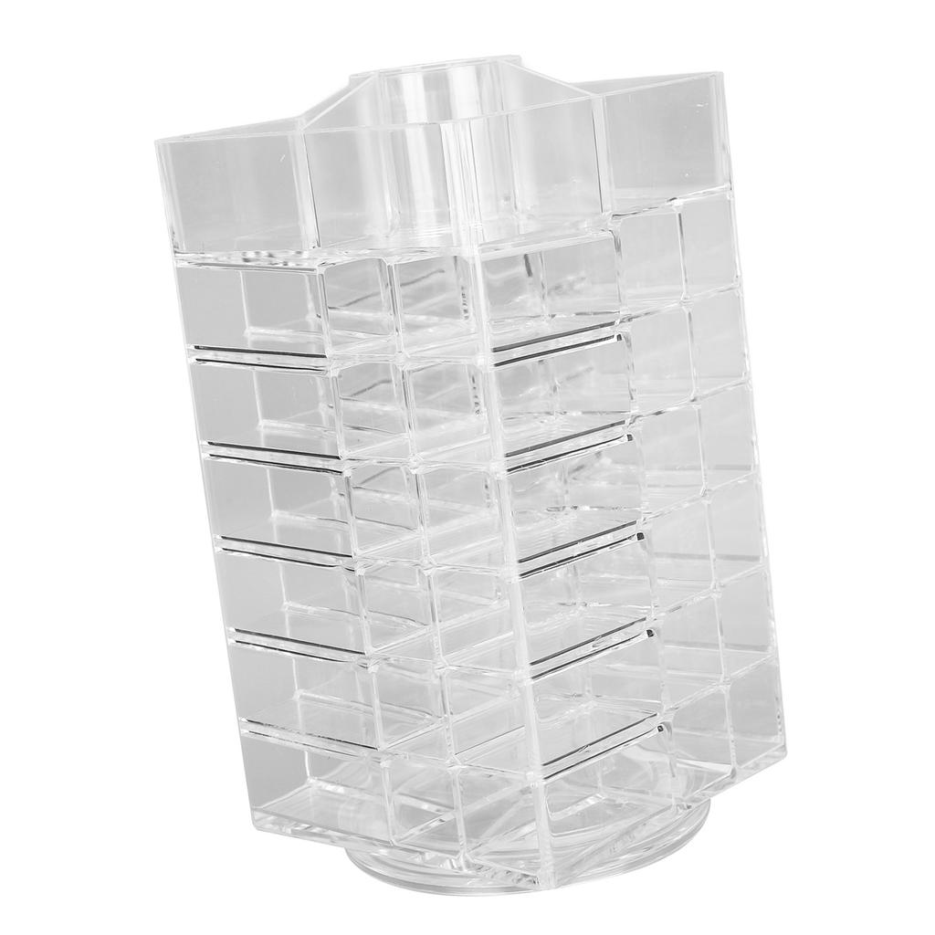 Cosmetic Lipstick Tower 360 Degree Rotating Display 53 Slots Large Capacity Lip Gloss Storage Organizer Transparent