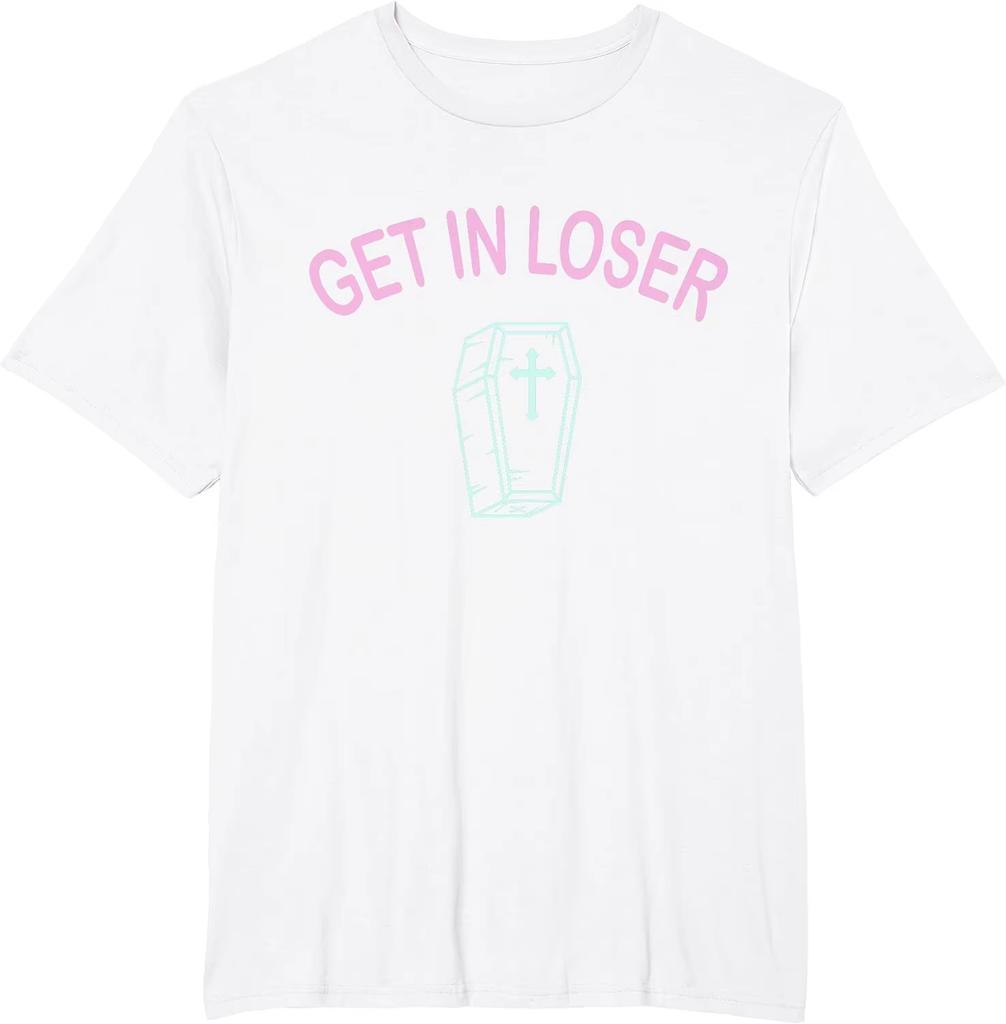 Creepy Pastel Goth Soft Goth Emo Evil Get In Loser Coffin T-Shirt Women Clothing Tops Graphic T Shirts Ropa De Mujer