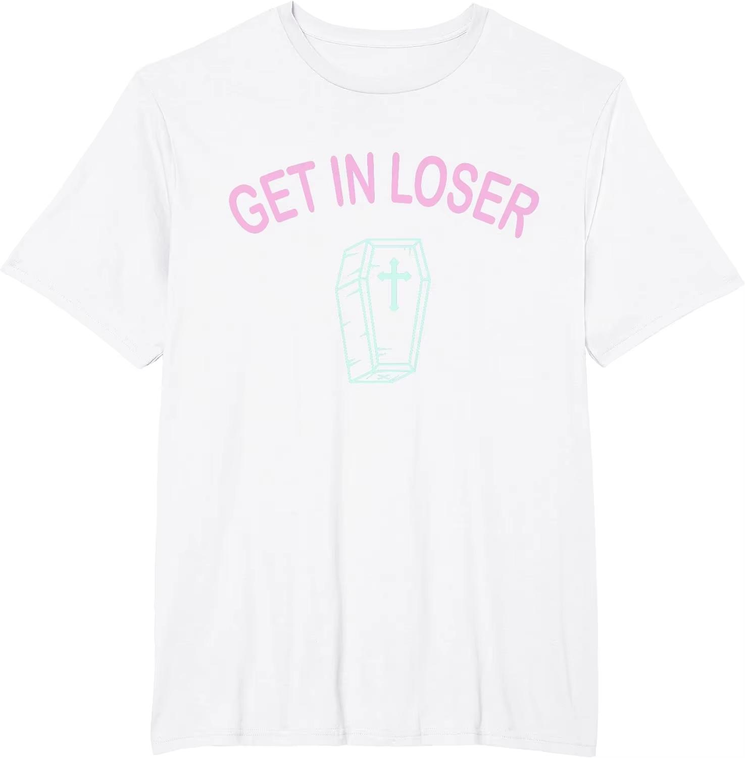 

Creepy Pastel Goth Soft Goth Emo Evil Get in Loser Coffin T-Shirt Women Clothing Tops Graphic T Shirts Ropa De Mujer 4XL