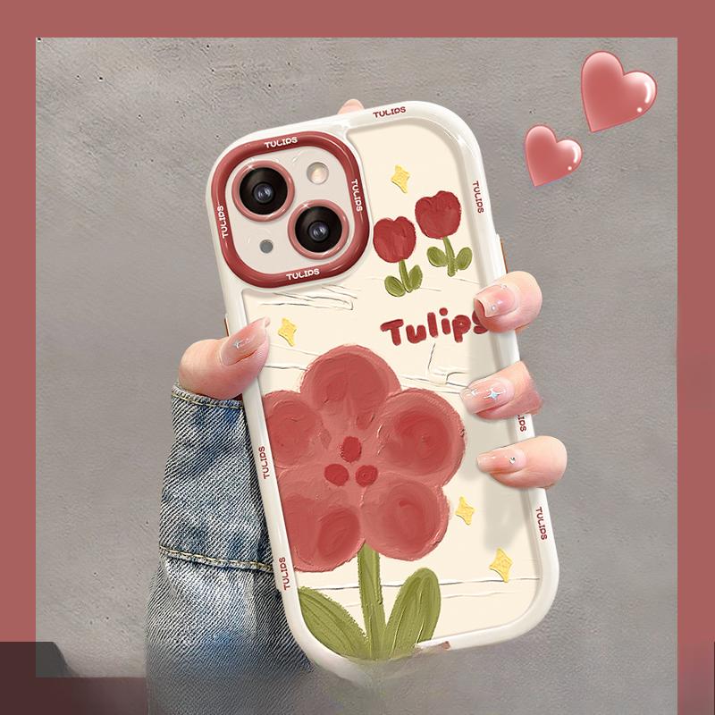 

Применимо к Apple 15promax Чехол для мобильного телефона iPhone 13/14 Картина маслом Тюльпан Кролик 12/11 Силиконовый анти-падения iPhone SE (2nd Generation)