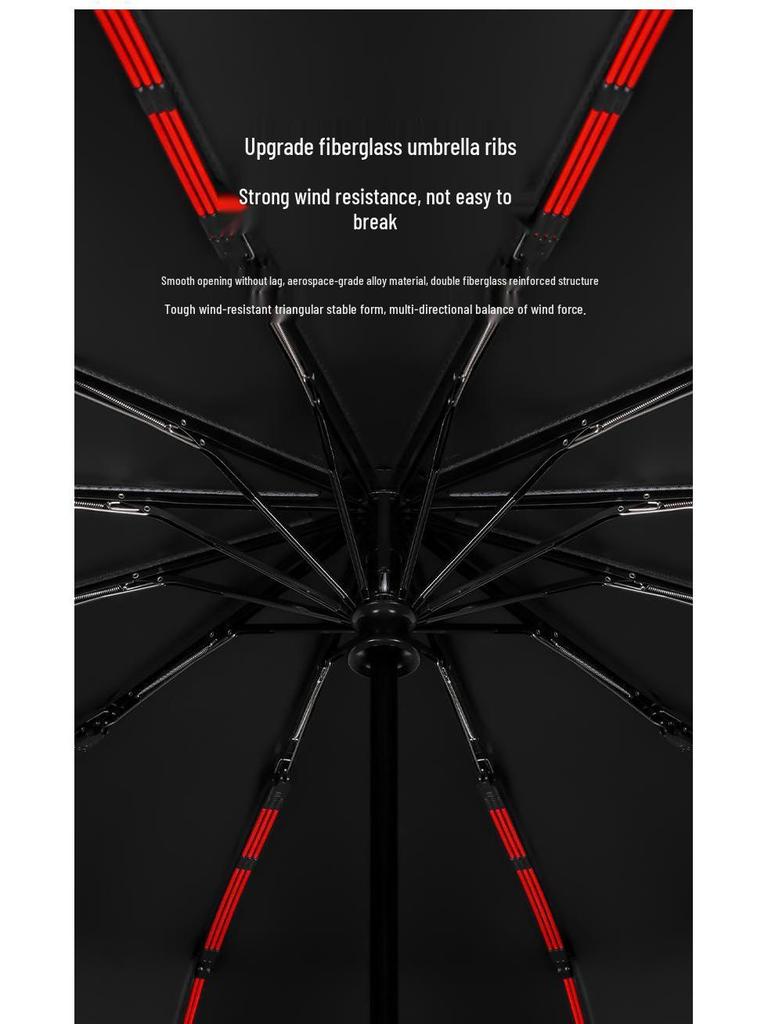 96-rib Automatic Windproof Umbrella with Wooden Handle, UV Protection, Sun & Rain Shield, for Men & Women - Enlarged, Thickened, Reinforced.