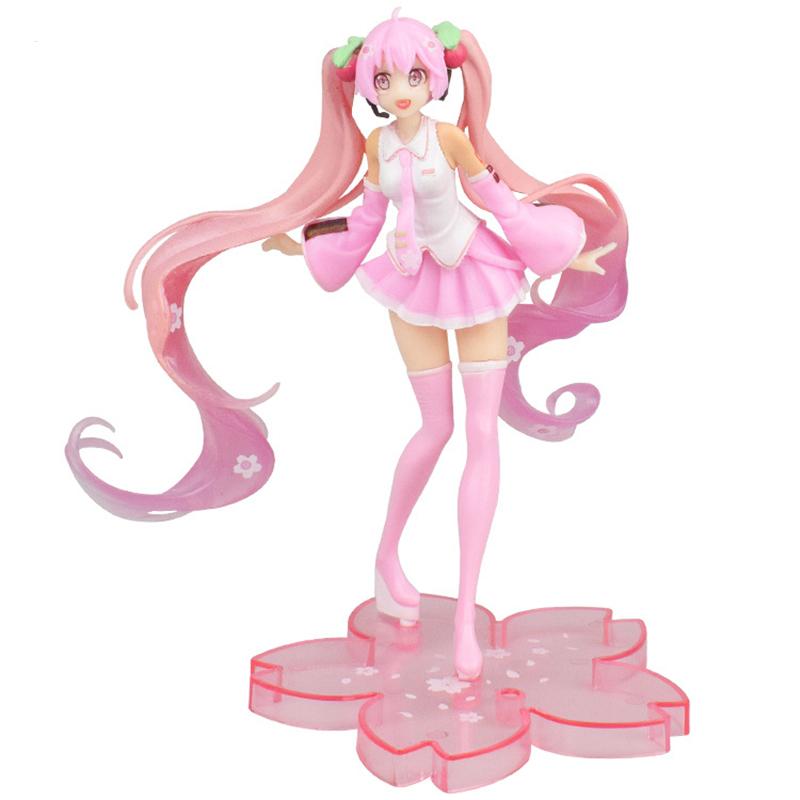 Hatsune Miku Anime Puppe Rosa Sakura Hatsune PVC Action Puppe Sonoko mit Kaninchen Halten Kuppel Mädchen Schönes Mädchen Modell Sammlung Spielzeug