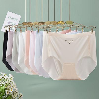 Sous-vêtements d'été en soie glacée sans couture, culotte sexy pour femme, taille haute, ultra-mince, respirante, lingerie intime