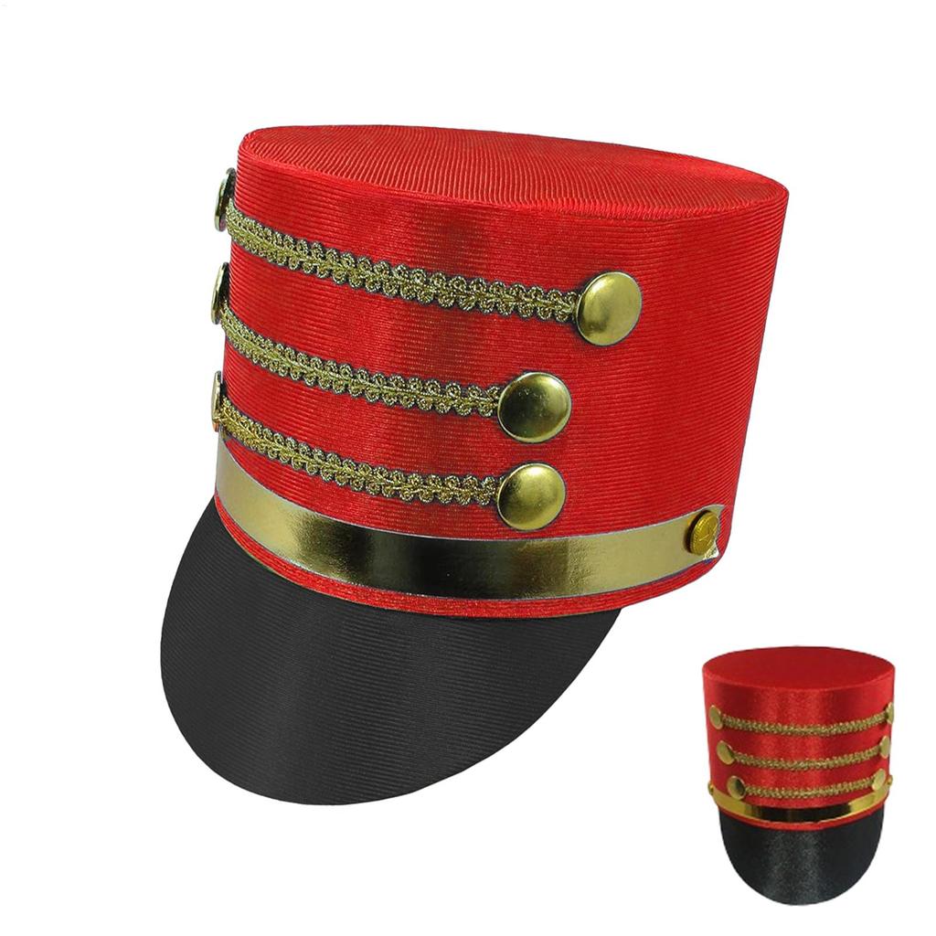 Hat-nutcrackers Marching Band Hat Cosplay Show Skin-friendly Drum Major Hats Themed Party Gold Trim Strips