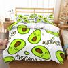 Avocado Bettbezug Queen Jungen Mädchen Niedlich Cartoon Tropische Früchte Gedruckt Bettwäscheset Bettbezug für Teenager Kinder Weich 3-teilig