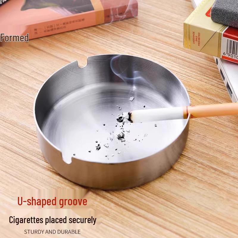 Extra Large Stainless Steel Ashtray: Windproof, Anti-Fall Design for Home, Restaurant, Hotel, or Business Gift Use