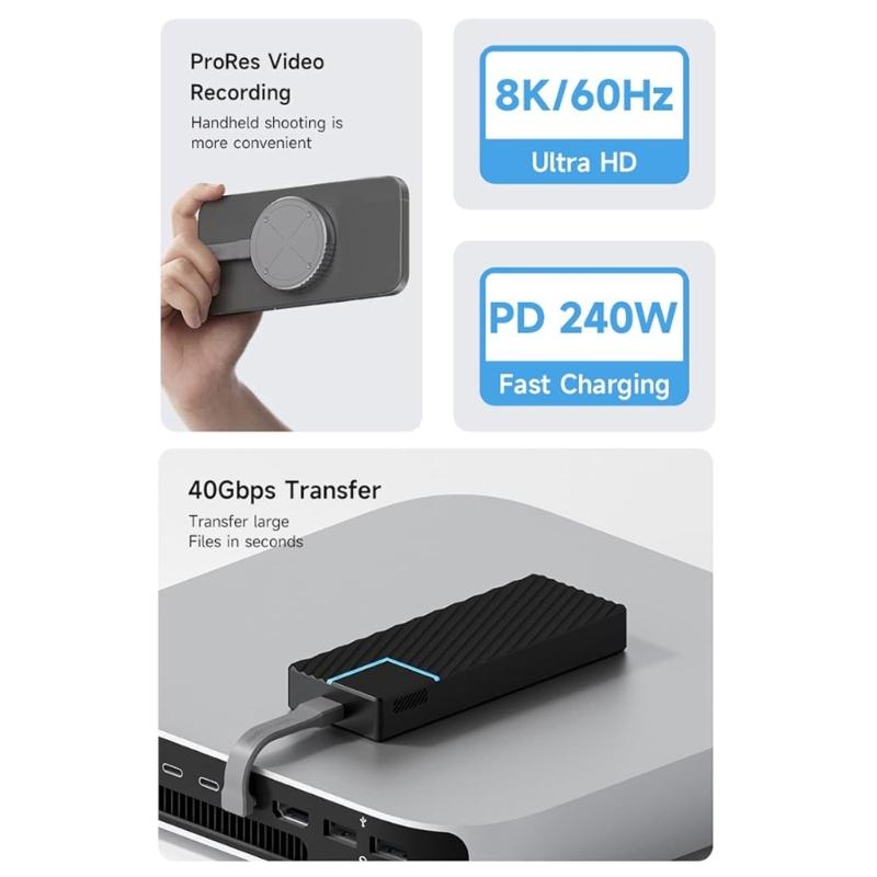 Type C Fast Charging Cable for Smartphones Laptops USB C Flat Cable 40Gbps Data 8K/60Hz Video 60W/100W/240W Charging