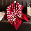 90X90Cm Retro Floral Print Handkerchief Scarf For Women Small Shawl Square Headband Bandana Head Scarves