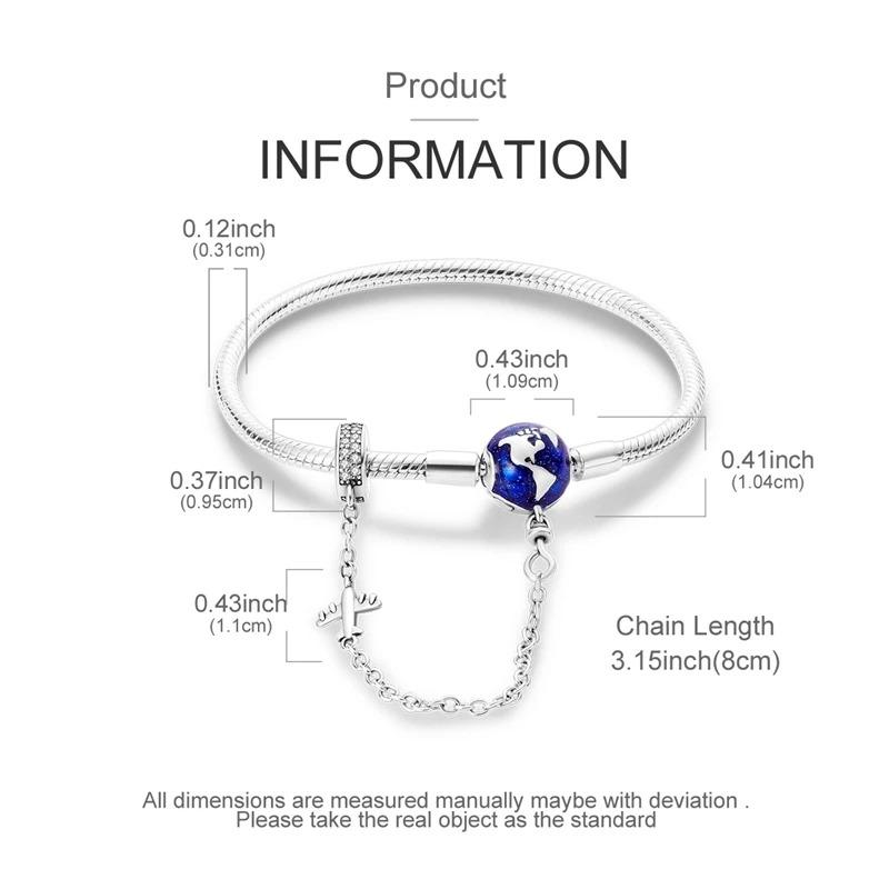 Original Bracelets 925 Silver Snowflake Heart Safety Chain Charms Bead Bracelet For Birthday Wedding Jewelry DIY Making