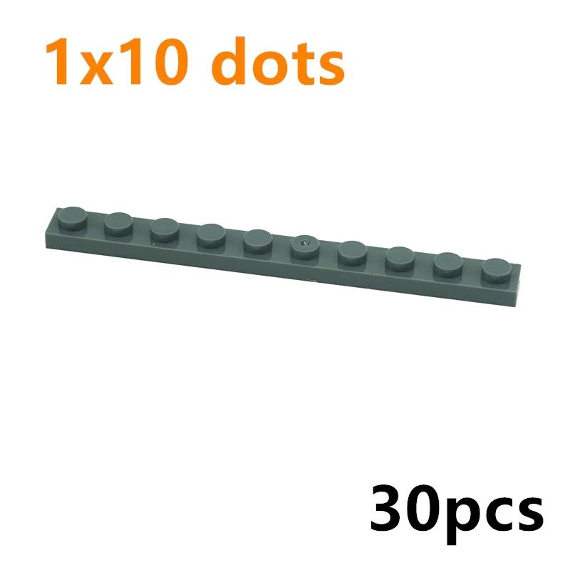 MOC Bricks Toys Educational Creative Compatible Brand Plate Thin Long Dots 30Pcs 4477 Building Blocks 1x10 1*10 for Kid