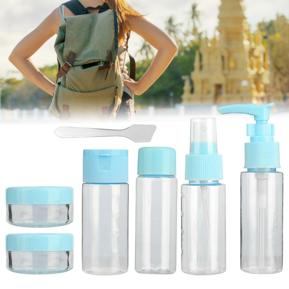 7pcsCelsiusSet Portable Reusable Empty Makeup Spray Bottle Lotion Cream Container Kit (Pink)