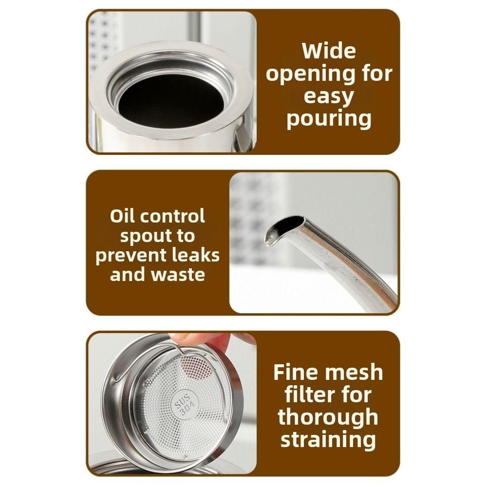 Dust-Proof Kitchen Oil Bottle Drip-Proof Condiment Dispenser Stainless Steel Oil Pot Home
