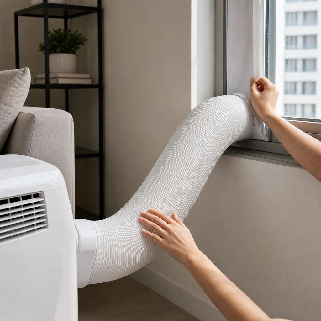 Portable Air Conditioner Exhaust Hose 5.9inch Diameter, Extendable Vent Tube 1.5m 15cm RightHand