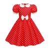 Fashion Children's Short-sleeved Polka Dot Dress With Baby Collar