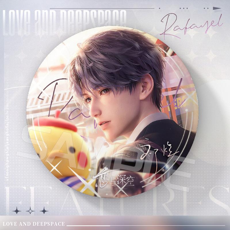 Game Love and Deepspace Qinche Sylus Caleb Xavier Zayne Rafayel Cosplay Cartoon 75MM Badge Costume Backpack Decor Brooch Gift