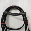 Horse Bridle Black & Golden Stone Crystal Browband Black Padding Dressage Bridle.